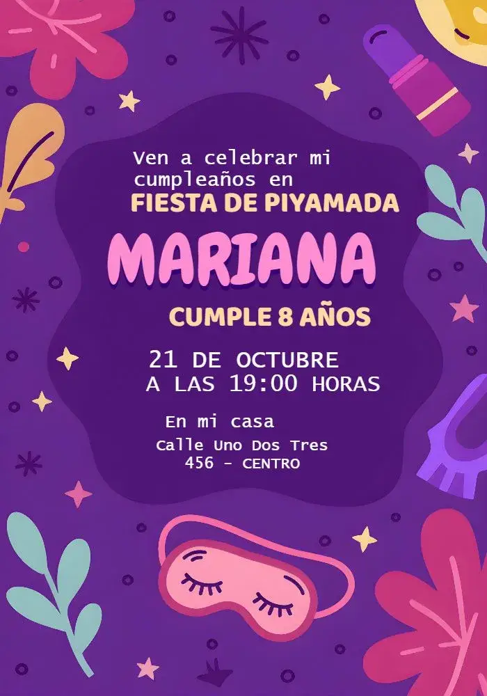 Invitación Fiesta Del Pijama Colorido