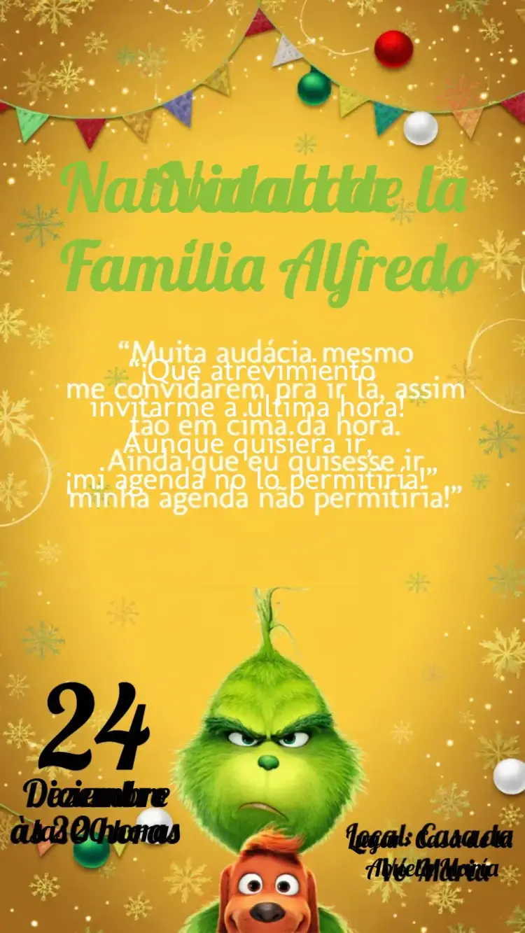 Invitación Fiesta De Navidad Grinch Verde