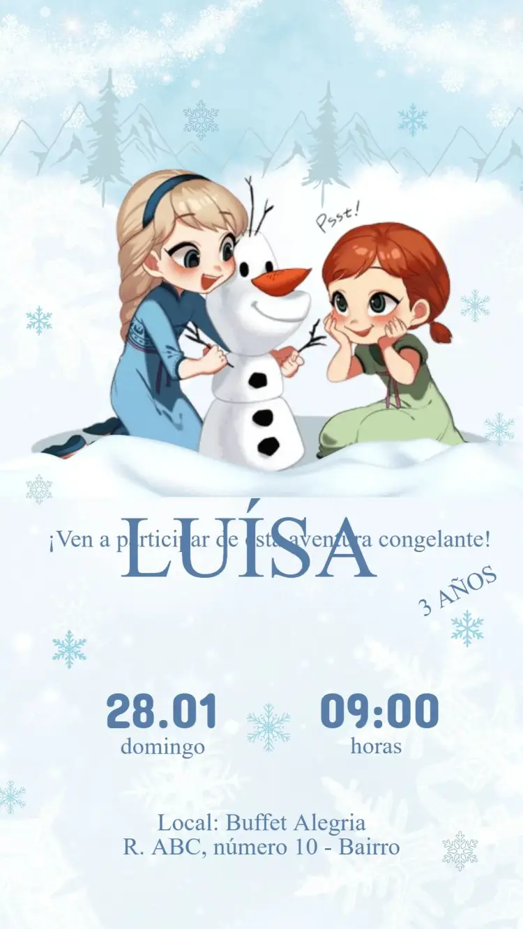 Invitación Cumpleaños Frozen