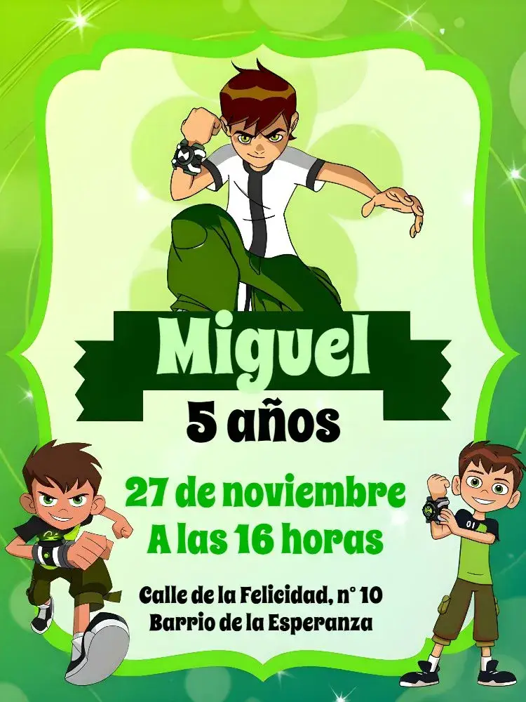 Invitación Ben 10 Banda
