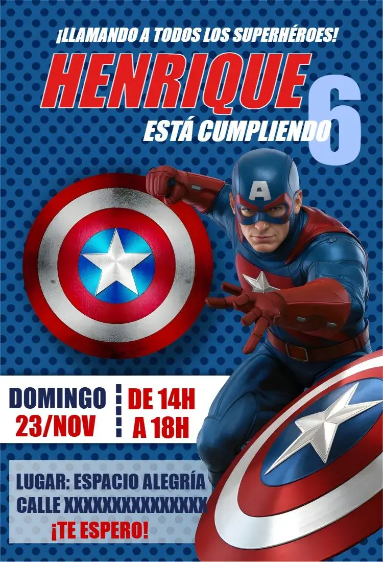Invitación Capitán América Azul