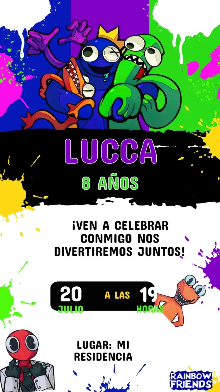 Invitación Cumpleaños Amigo Rainbow