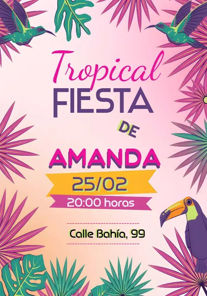 Invitación Tropical Amigos – tema Fechas Conmemorativas tropical, colorido, divertido, vibrante, descontraído