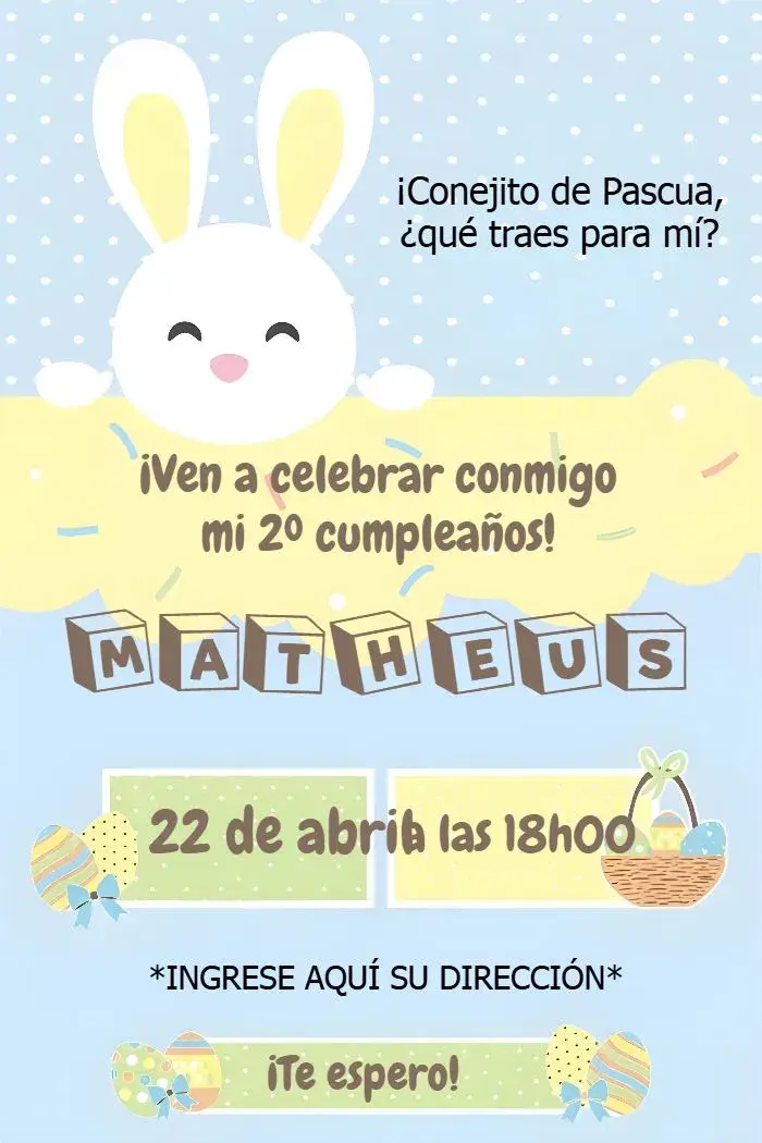 Invitación Pascua Conejito