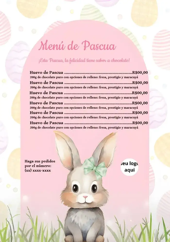 Invitación Menú Huevos De Pascua Conejo Rosa – tema Fechas Conmemorativas conejo, huevos de Pascua, rosa, verde, festivo, divertido
