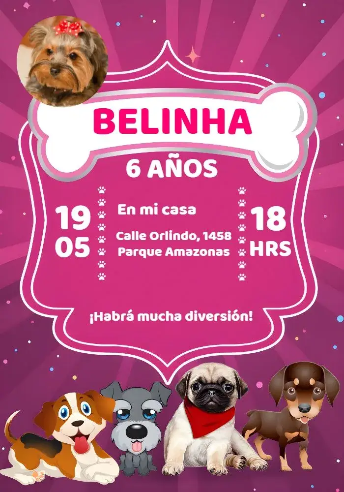 Invitación De Mascota Perro Con Collage de Fotos