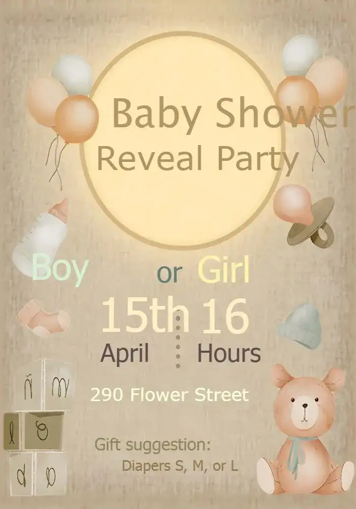 Fiesta de Revelación del Oso de Peluche Colorido