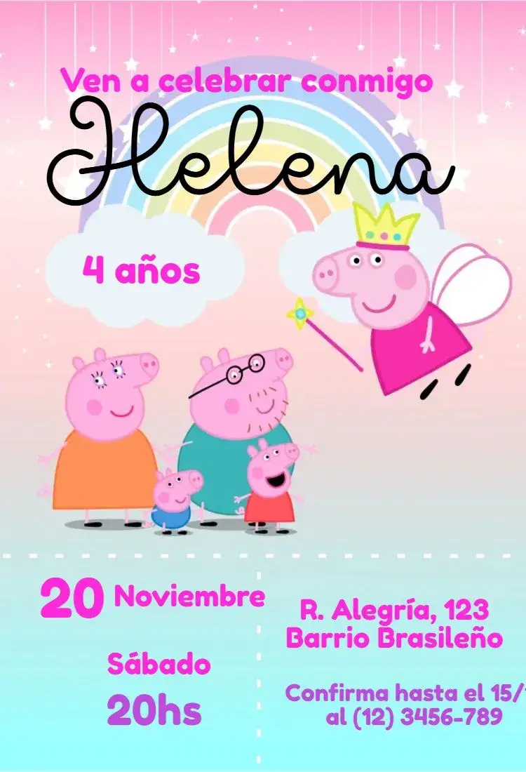 Invitación Peppa Pig
