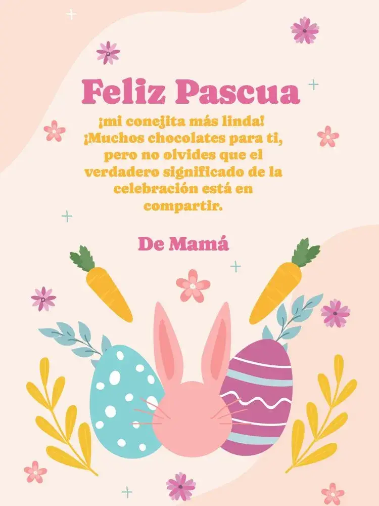 Invitación Tarjeta Feliz Pascua Infantil Delicada Floral