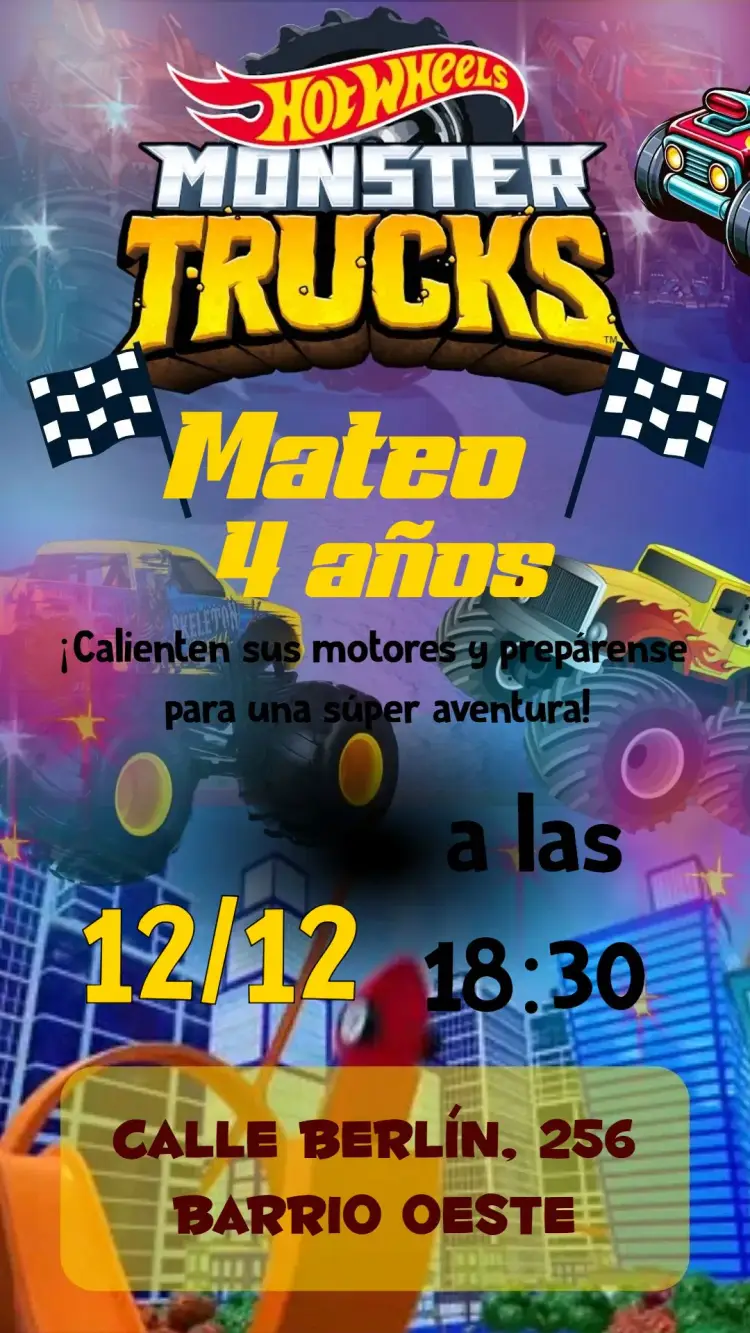 Invitación Hotwheels