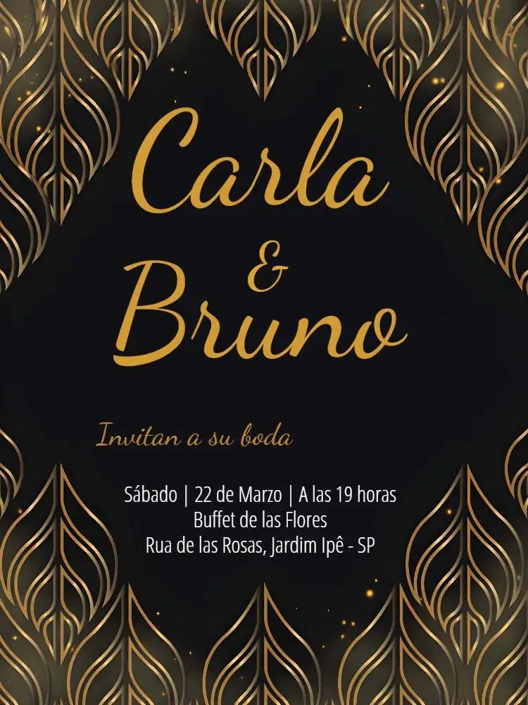Invitación Boda Follaje Dorado