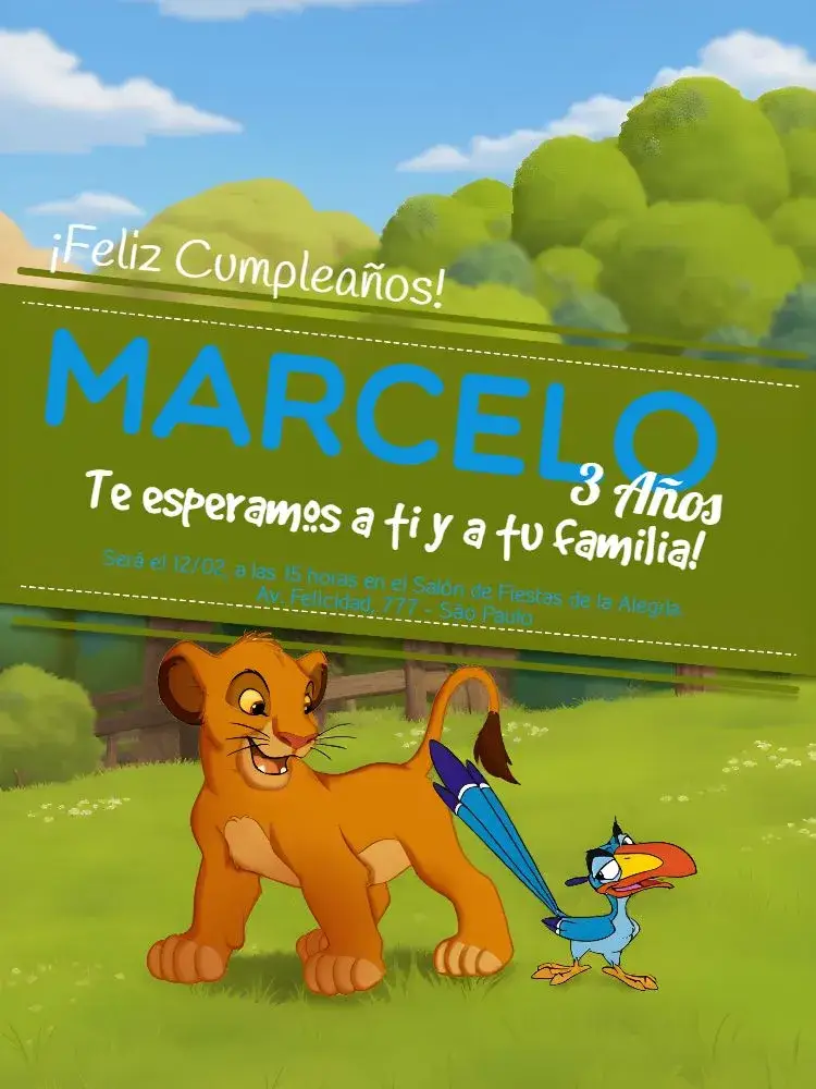Invitación Rey León Azul