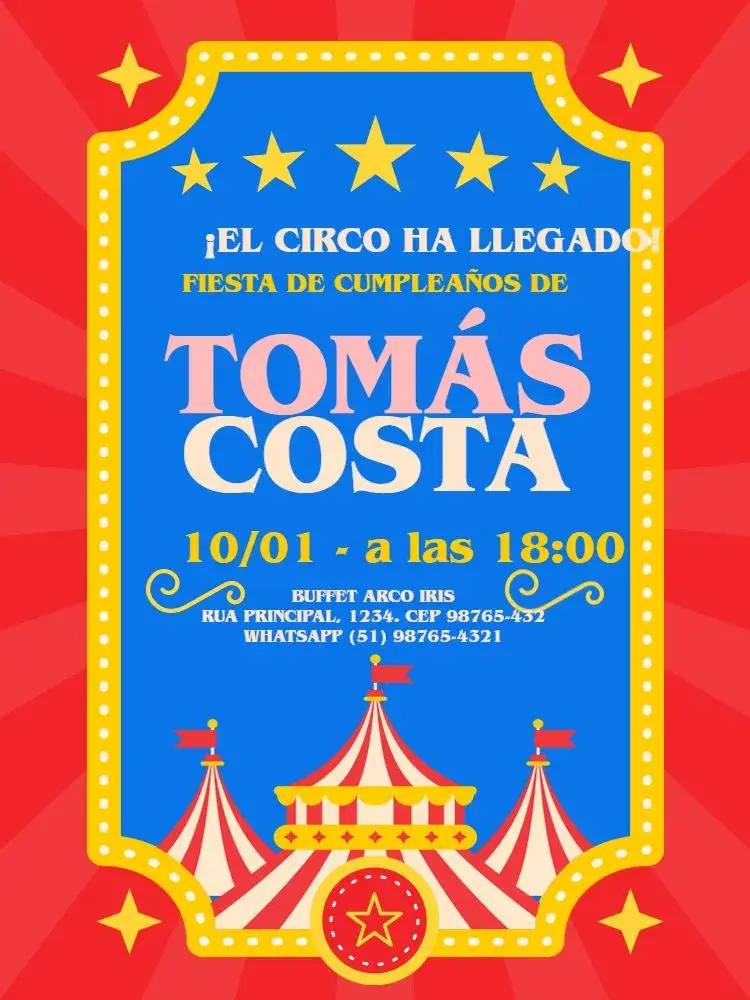 Invitación Circo Rojo Lúdico