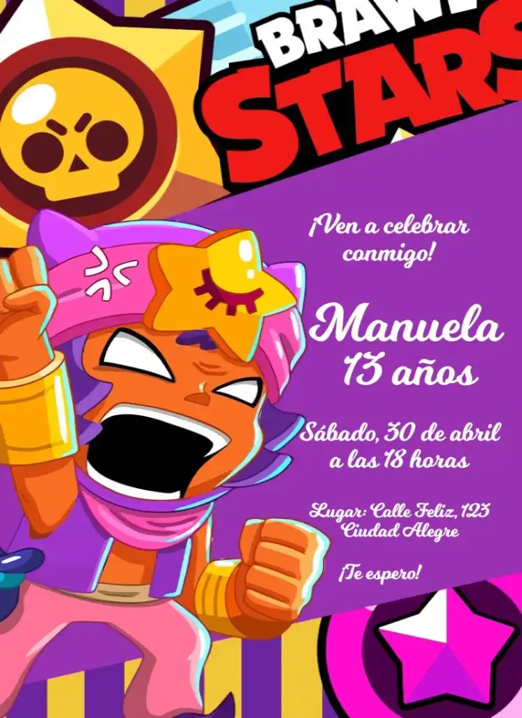 Invitación Brawl Stars Sandy Animada