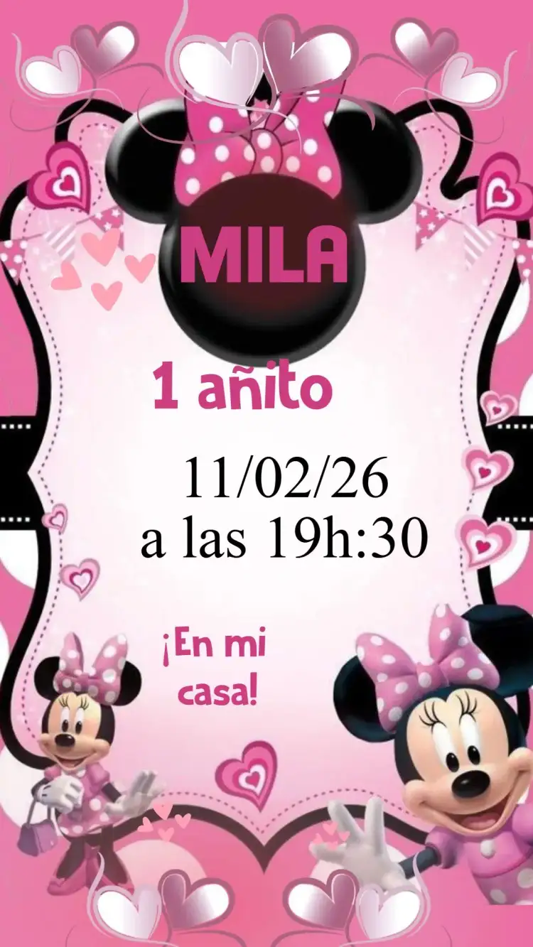 Invitación Minnie Rosa – tema Cumpleaños Infantil rosa, divertido, infantil, colorido, temático, mágico