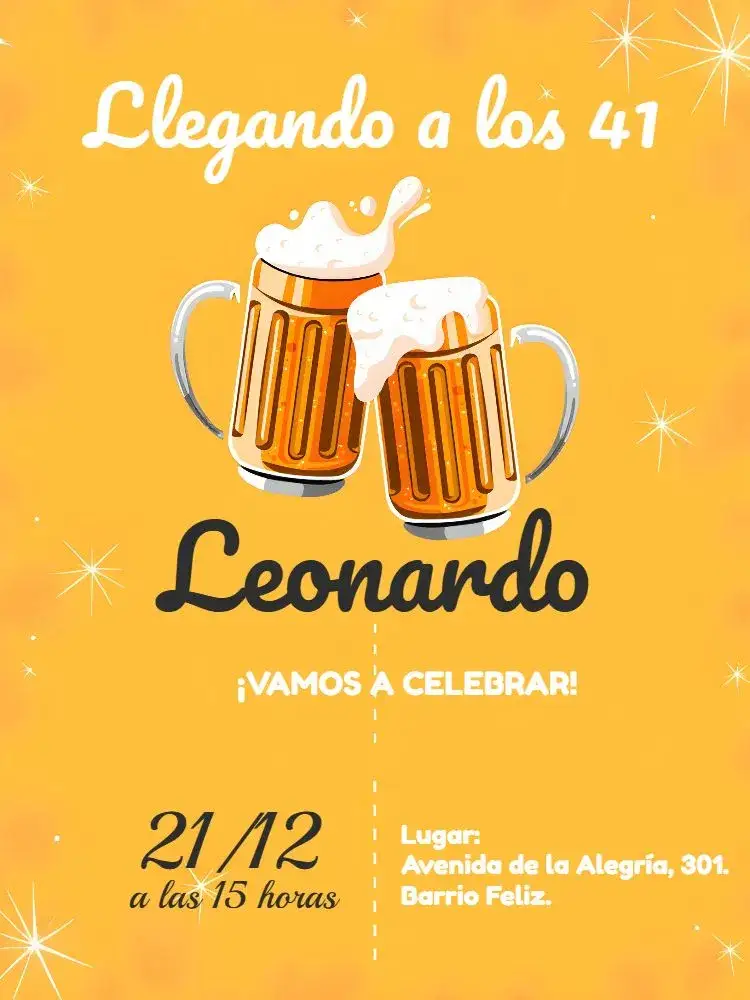 Invitación Boteco Chopp – tema Cumpleaños bar, barbecue, cervezas, colores vibrantes, estilo rústico, ilustraciones divertidas