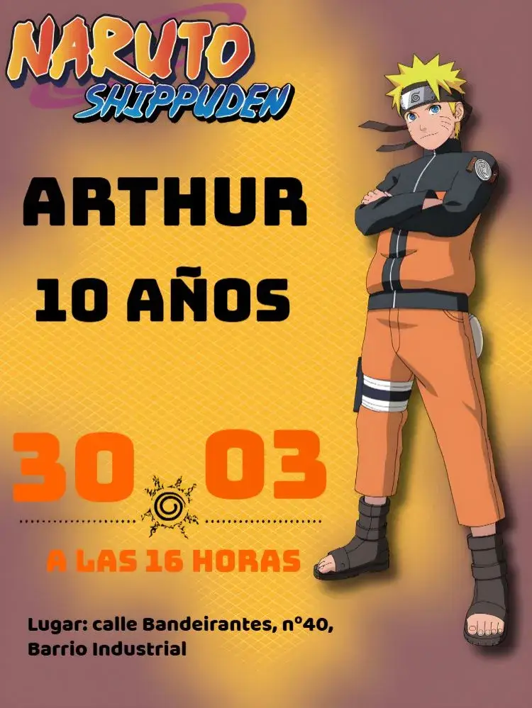 Invitación Naruto Amarillo