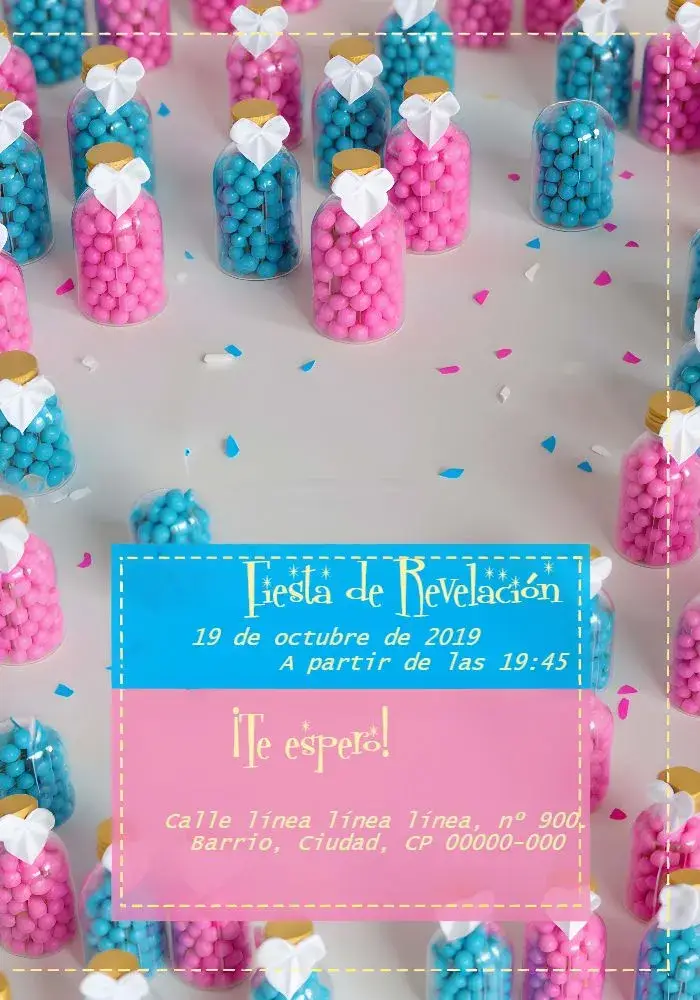Invitación Chá Revelación Niño o Niña Fiesta