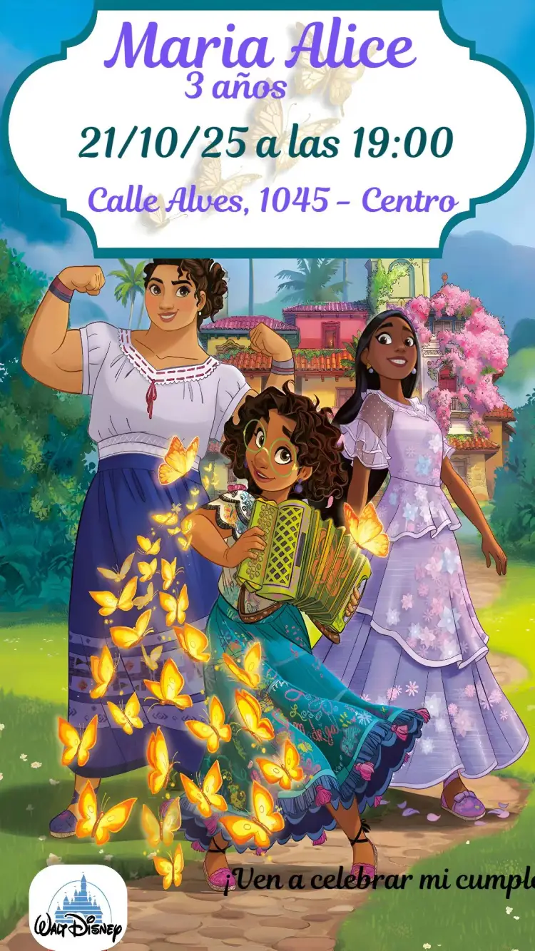 Invitación Encanto – tema Cumpleaños Infantil colorido, mágico, tropical, divertido, temático, ilustrativo