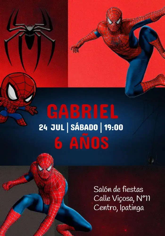 Invitación Hombre Araña: En el Universo Araña editable y personalizable