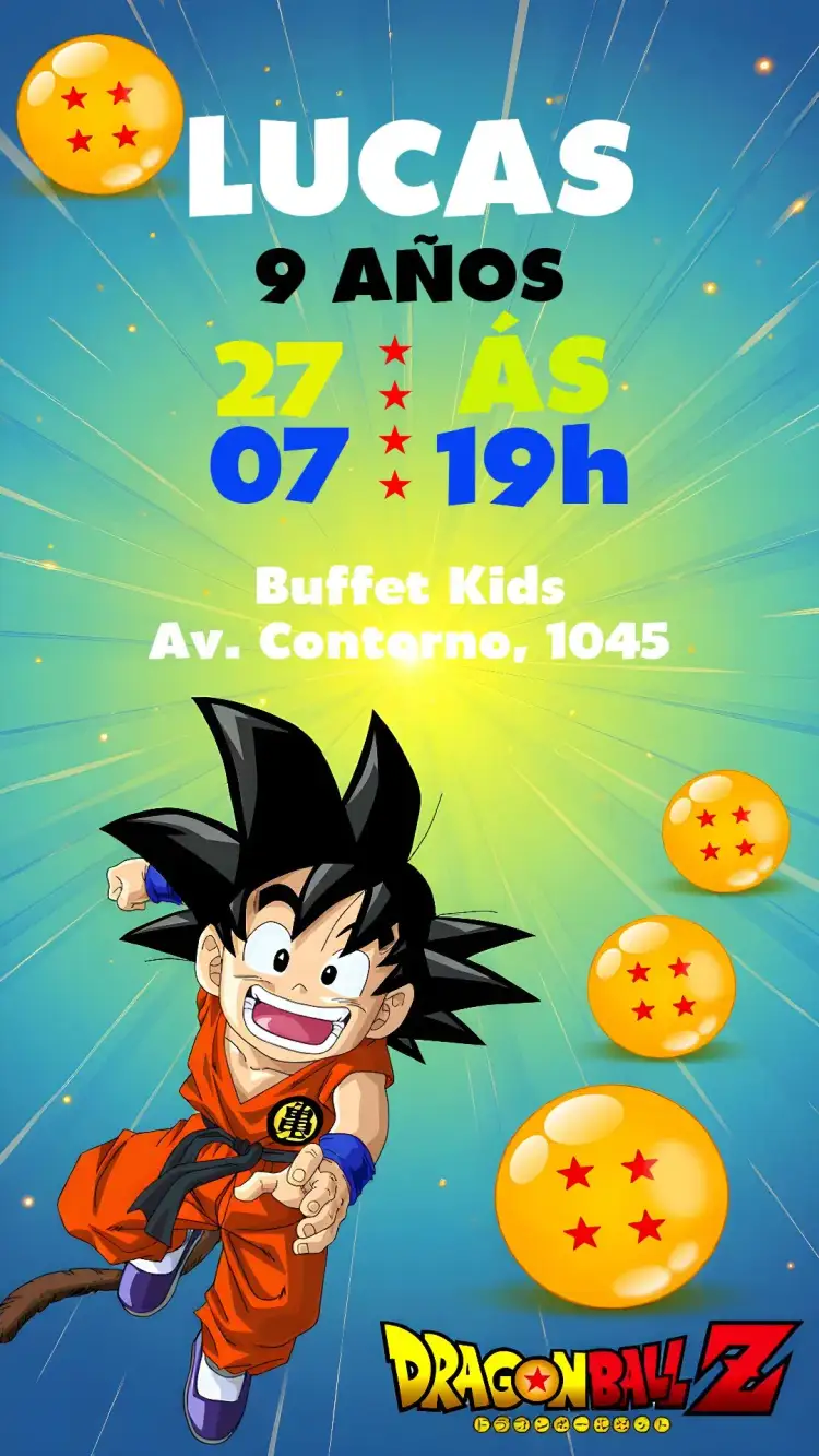 Invitación Logotipo de Dragon Ball Z – tema Más buscados colorido, anime, jovial, moderno, temático, vibrante