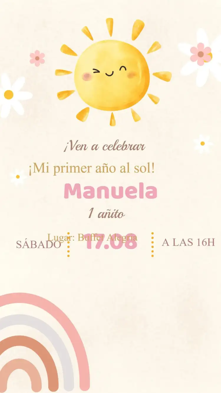 Invitación Cumpleaños Primer Giro al Sol