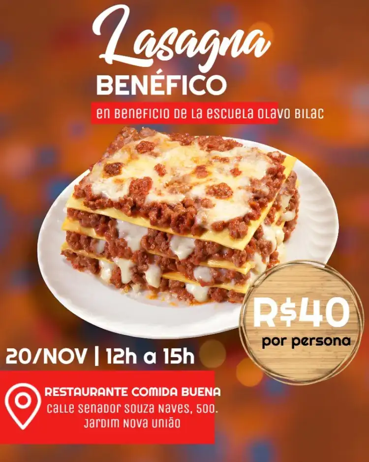 Invitación Arte Para Lasanha Beneficente Ação – tema Más buscados colorido, casero, vibrante, solidario, moderno, divertido