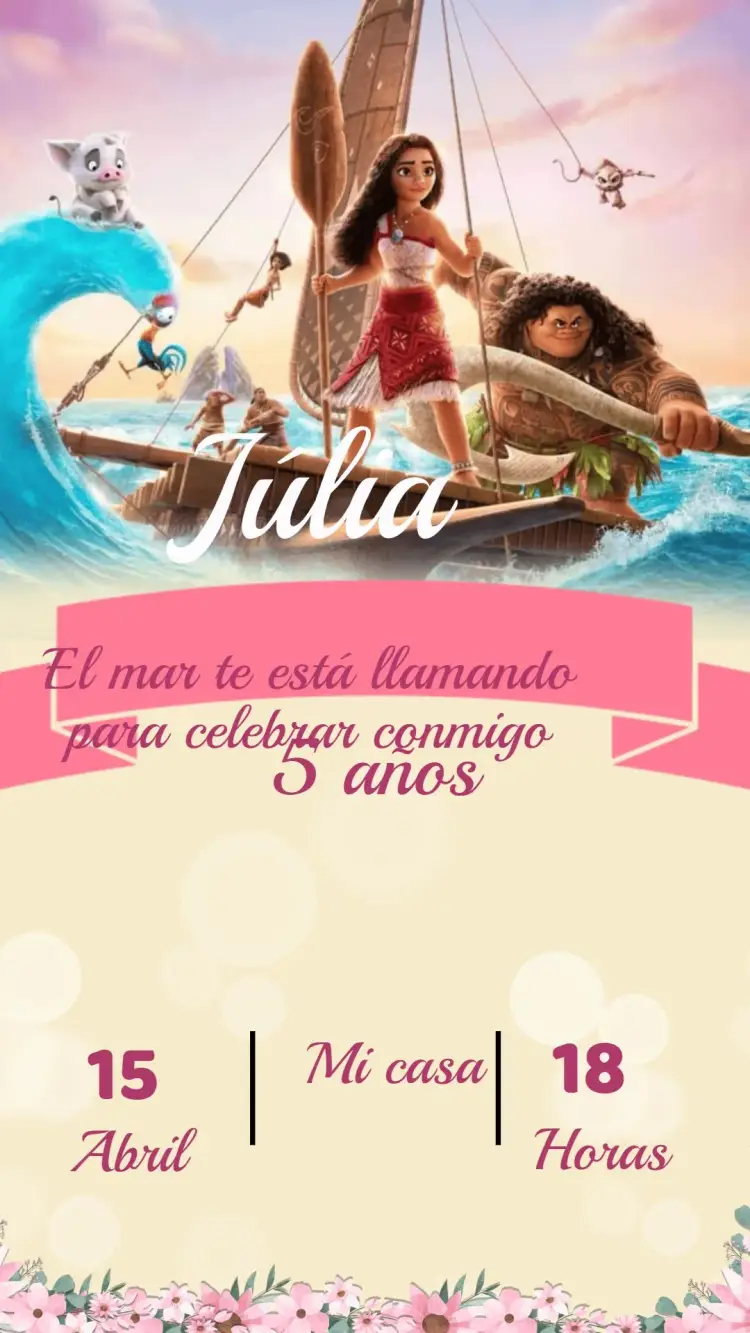 Invitación Cumpleaños Moana