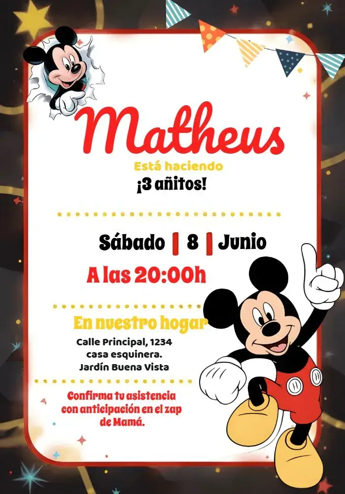 Invitación Mickey Mouse