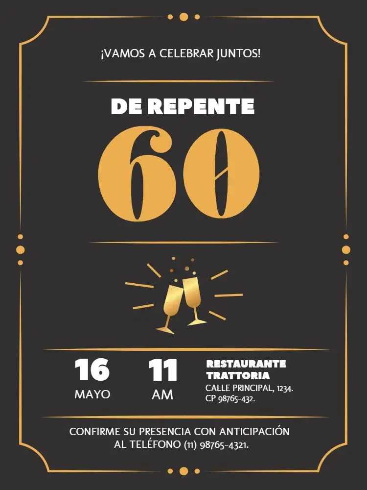 Invitación Repente 60 Dorado Oscuro