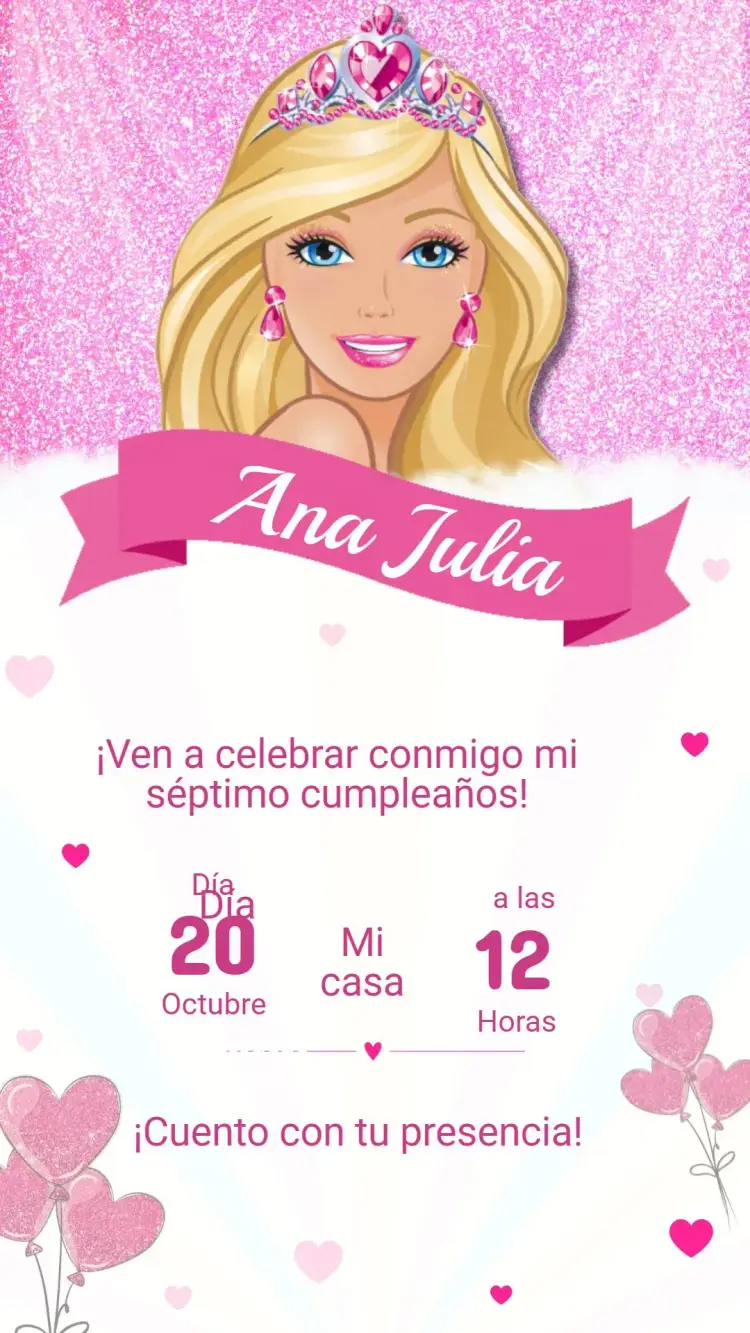 Invitación Cumpleaños BARBIE