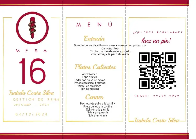 Invitación Menú Triángulo Graduación Odontología Triángulo