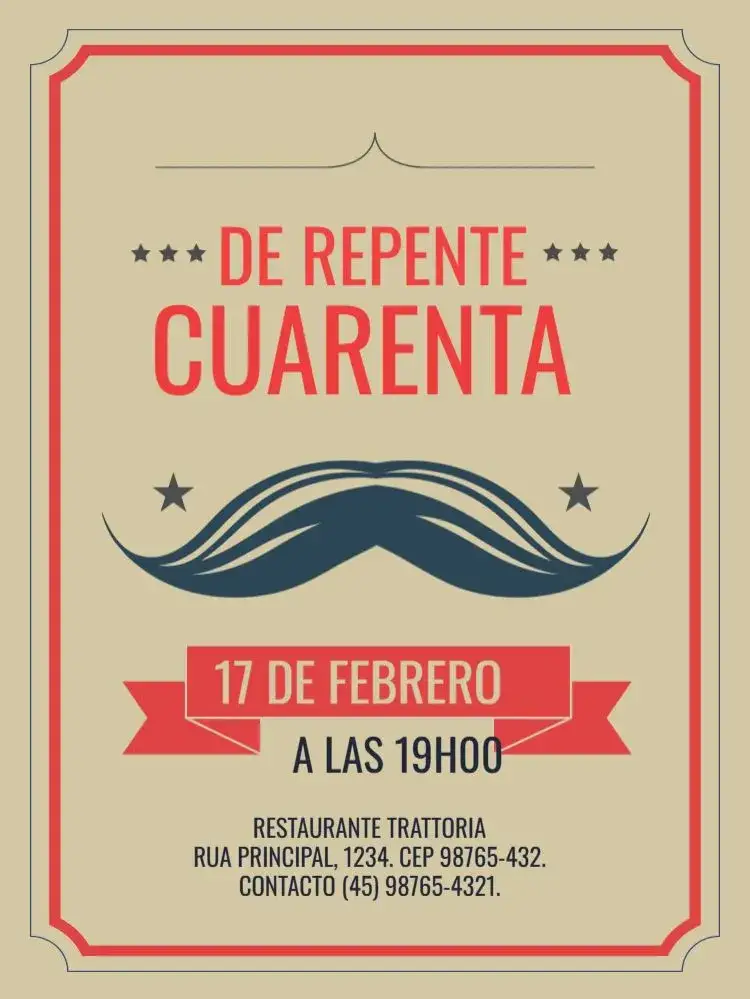 Invitación Repente 40 Vintage Rojo – tema Cumpleaños Infantil vintage, rojo, clásico, elegante, para hombres y mujeres