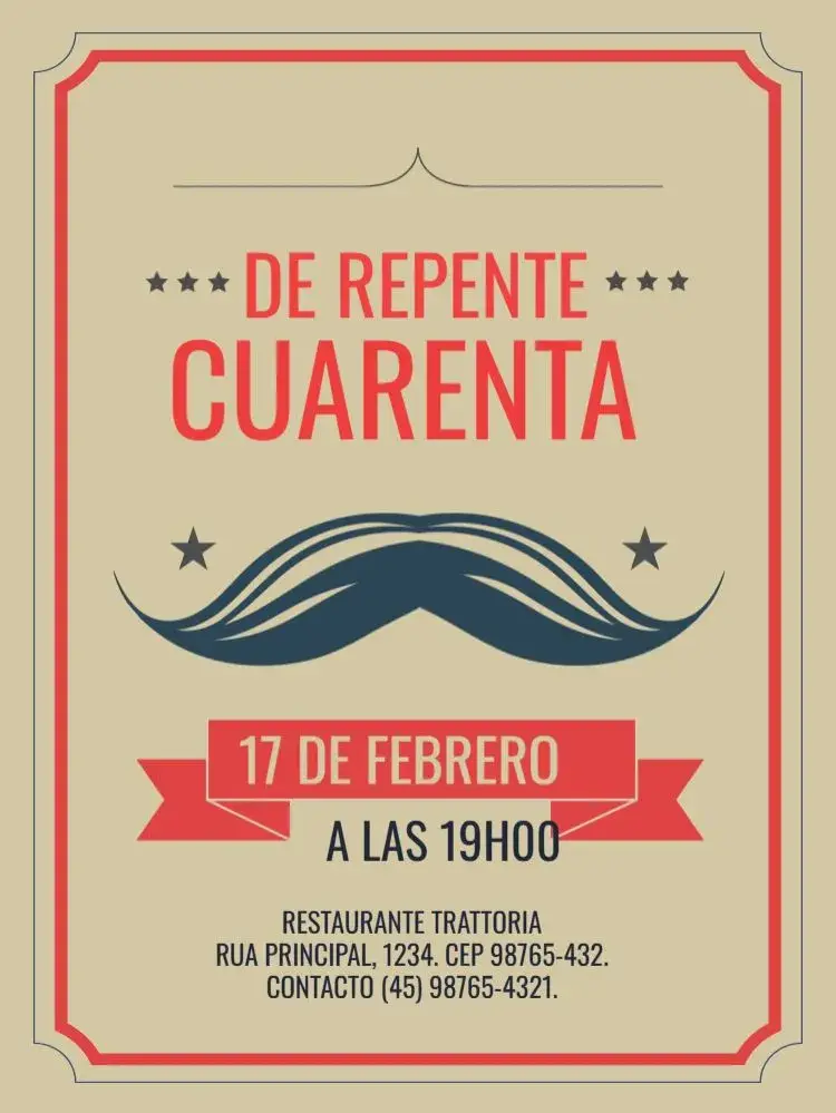 Invitación Repente 40 Vintage Rojo