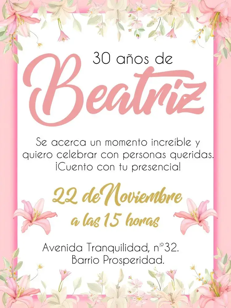 Invitación Arreglo Floral