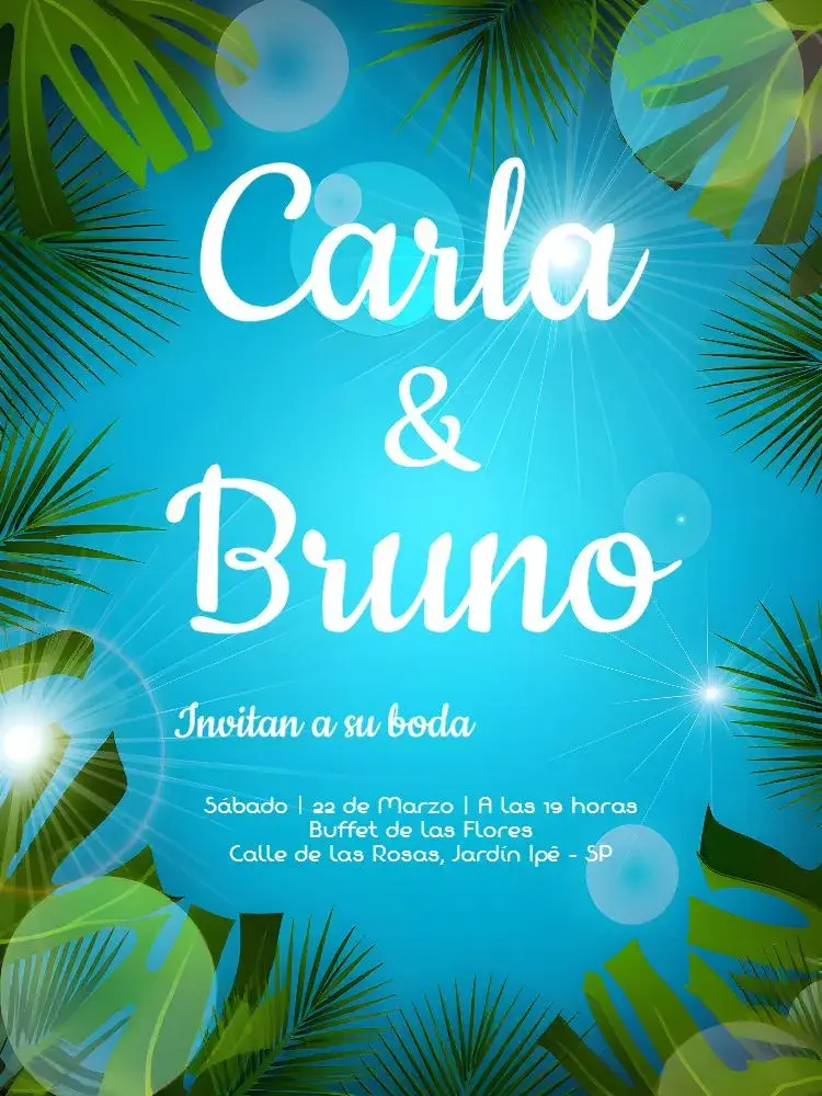 Invitación Boda Tropical Follaje