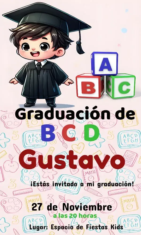 Invitación Graduación Escolar Infantil Azul Infanfil