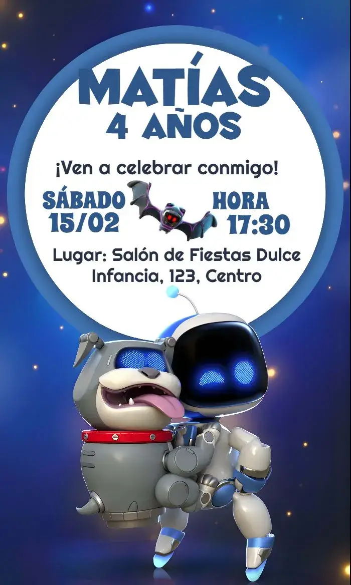 Invitación Astro Bot Universo