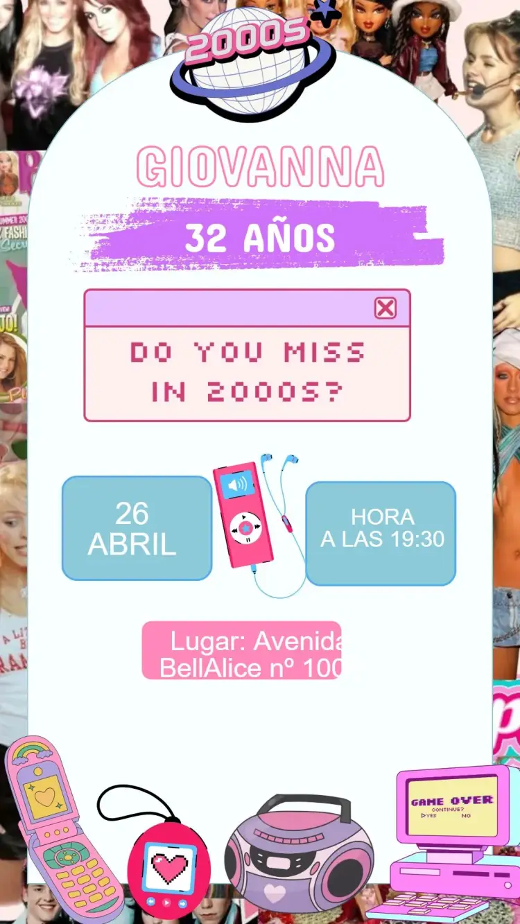 Invitación Cumpleaños Años 2000