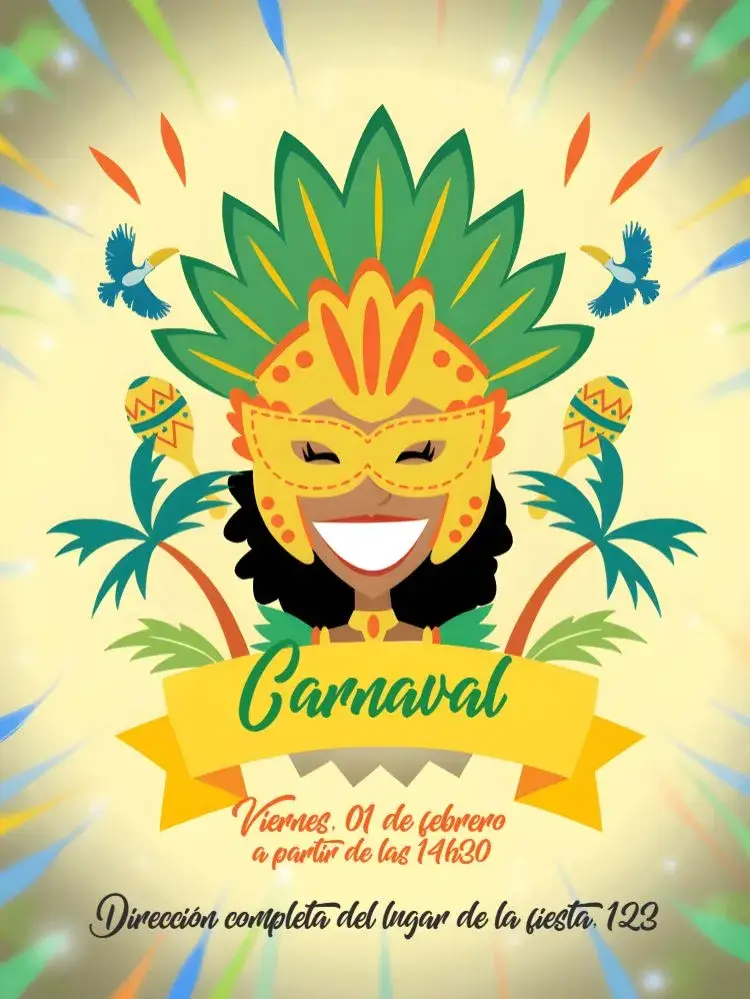 Invitación Carnaval Naranja