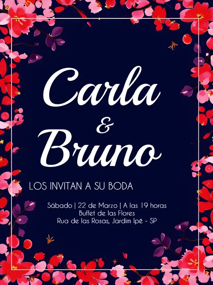 Invitación Boda Floral Roja – tema Boda floral, romántico, elegante, moderno, vibrante, sostenible