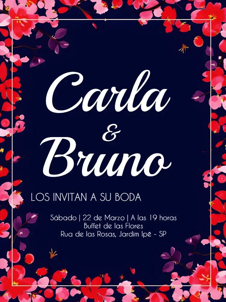 Invitación Boda Floral Roja
