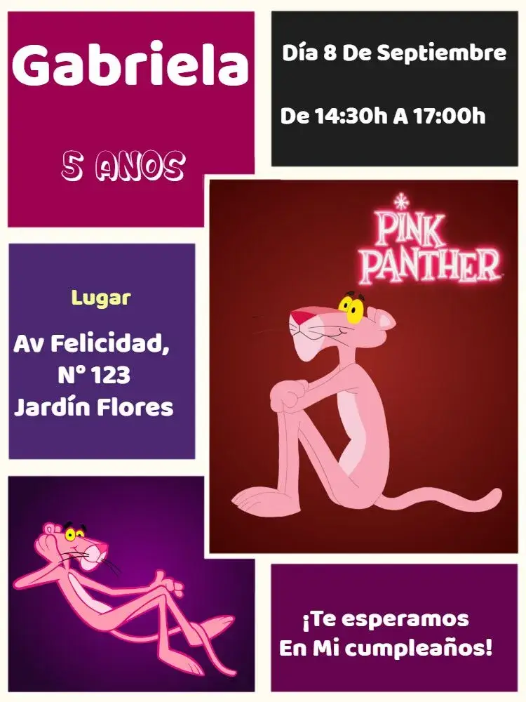 Invitación Pantera Color Gris