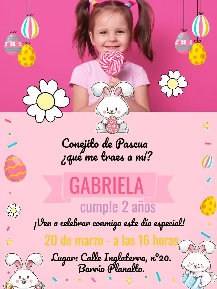 Invitación Pascua Con Foto Verde – tema Fechas Conmemorativas colorido, lúdico, divertido, infantil, natureza, páscoa