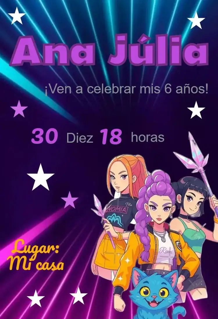 Invitación de cumpleaños Guerreras del K-Pop