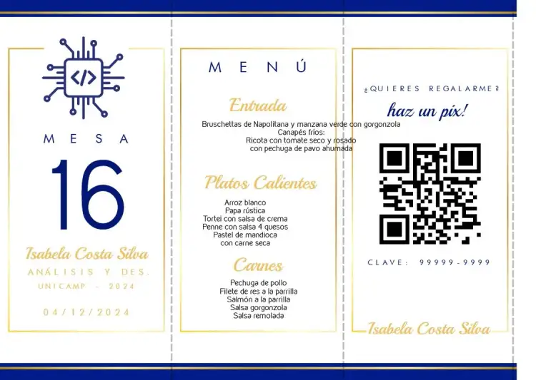 Invitación Menú Triángulo Graduación en Análisis y Desarrollo Triángulo – tema Graduación moderno, elegante, triangular, minimalista, colorido, festivo