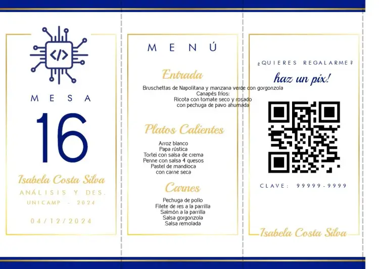 Invitación Menú Triángulo Graduación en Análisis y Desarrollo Triángulo editable y personalizable