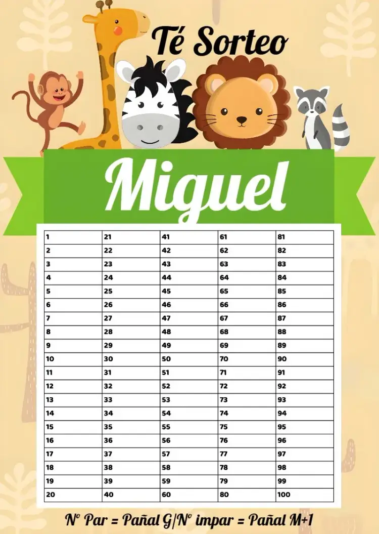 Invitación Baby Shower Raffle Tea White Safari editable y personalizable