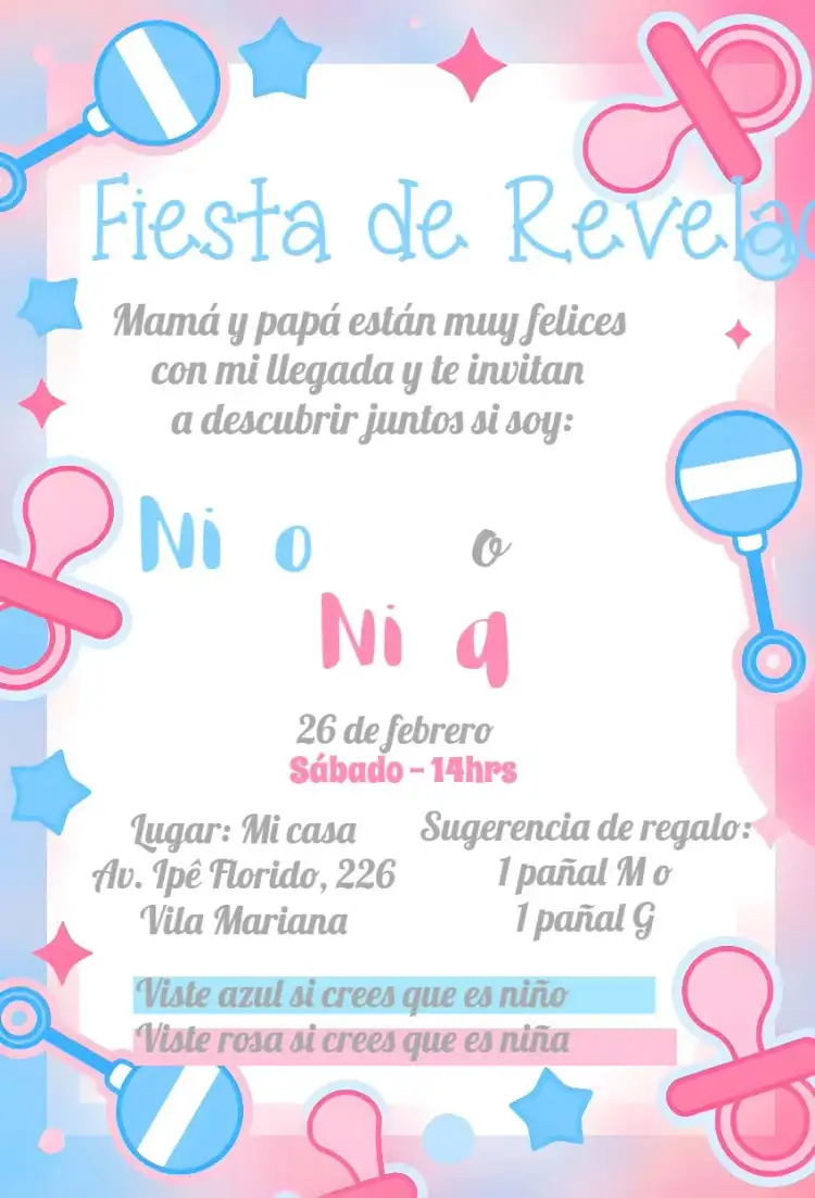 Chá Revelación Niño y Niña Rosa