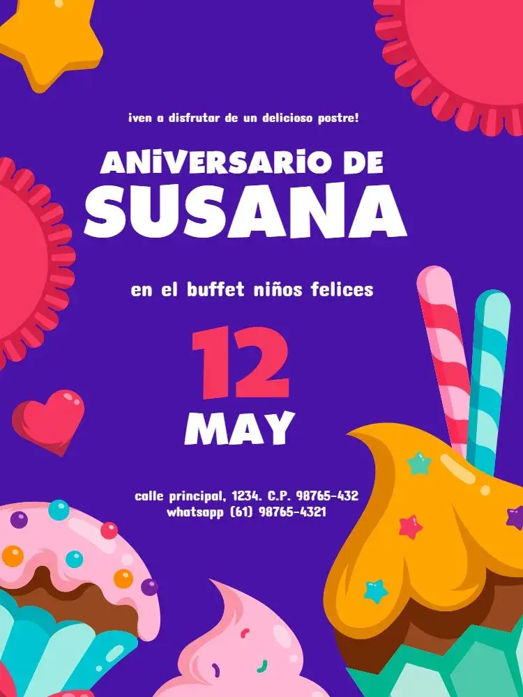 Invitación Pastelería Infantil Colorida Celebración